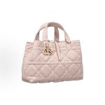 DIOR Toujours quilted letter pendant lace-up Aboriginal bag, single-shoulder handbag, small size for women, cherry blossom pink